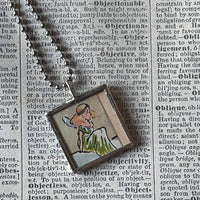 Fairy, Faeries, vintage children's book illustration up-cycled to soldered glass pendant