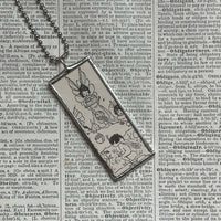 Fairy, Faeries, vintage children's book illustration up-cycled to soldered glass pendant