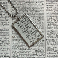 Wormwood plant, vintage botanical dictionary illustration, upcycled to soldered glass pendant