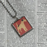 AiredaleTerrier, Border Collie dogs, vintage illustrations, up-cycled to soldered glass pendant