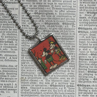 Mickey Mouse, vintage illustrations, up-cycled to soldered glass pendant