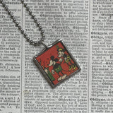 Mickey Mouse, vintage illustrations, up-cycled to soldered glass pendant
