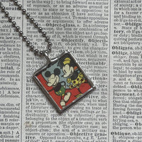 Mickey Mouse, vintage illustrations, up-cycled to soldered glass pendant