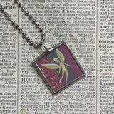 Peter Pan, Tinkerbell, vintage children's book illustrations, up-cycled to soldered glass pendant