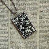 New York Skyline, hand-soldered glass pendant, vintage illustrations, upcycled to soldered glass pendant