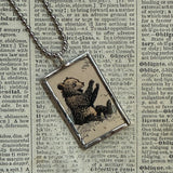 Little Bear, Sendak, vintage children's book illustrations, up-cycled to soldered glass pendant