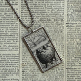 Charlotte's Web, original illustrations from 1970s vintage book, up-cycled to soldered glass pendant