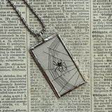 Charlotte's Web, original illustrations from 1970s vintage book, up-cycled to soldered glass pendant