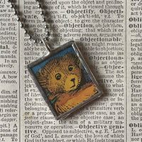 Corduroy, vintage children's book illustrations, up-cycled to soldered glass pendant