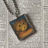 Corduroy, vintage children's book illustrations, up-cycled to soldered glass pendant