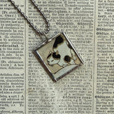 Japanese cats, vintage illustrations, up-cycled to soldered glass pendant