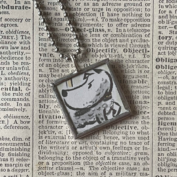 Harry the Dirty Dog, vintage illustrations, up-cycled to soldered glass pendant