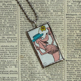 Do you like my hat? Go Dog Go, original illustrations from vintage book, up-cycled to soldered glass pendant