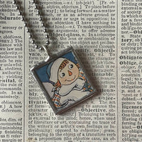 Raggedy Ann / Andy, vintage children's book illustrations, up-cycled to soldered glass pendant