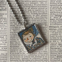 Raggedy Ann / Andy, vintage children's book illustrations, up-cycled to soldered glass pendant