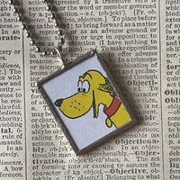 Go Dog Go, original illustrations from vintage book, up-cycled to soldered glass pendant
