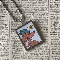 Go Dog Go, original illustrations from vintage book, up-cycled to soldered glass pendant