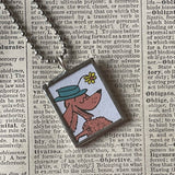 Go Dog Go, original illustrations from vintage book, up-cycled to soldered glass pendant