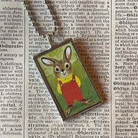 I am a Bunny, Richard Scarry children's book illustrations up-cycled to soldered glass pendant