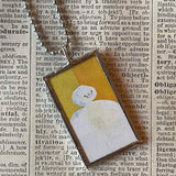 The Snowy Day, vintage children's book illustrations, upcycled to soldered glass pendant