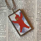 The Snowy Day, vintage children's book illustrations, upcycled to soldered glass pendant