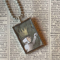 Wild Things, Max, Sendak, vintage children's book illustrations, up-cycled to soldered glass pendant