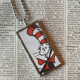 Cat in the Hat, original illustrations from vintage book, up-cycled to soldered glass pendant