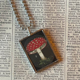 Mushroom and fungus, vintage natural history illustrations up-cycled to soldered glass pendant