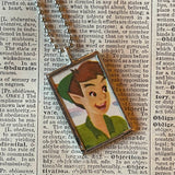 Peter Pan, Tinkerbell, vintage children's book illustrations, up-cycled to soldered glass pendant