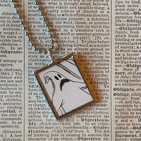 Nightmare before Christmas, Jack Skellington, original illustrations from vintage book, up-cycled to soldered glass pendant