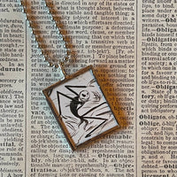 Nightmare before Christmas, Jack Skellington, original illustrations from vintage book, up-cycled to soldered glass pendant