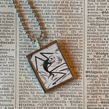 Nightmare before Christmas, Jack Skellington, original illustrations from vintage book, up-cycled to soldered glass pendant