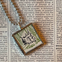 Toto, Wizard of Oz, vintage children's book illustrations, up-cycled to soldered glass pendany