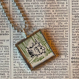 Toto, Wizard of Oz, vintage children's book illustrations, up-cycled to soldered glass pendany