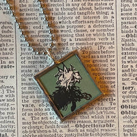 Toto, Wizard of Oz, vintage children's book illustrations, up-cycled to soldered glass pendany