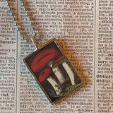 Mushroom and fungus, vintage natural history illustrations up-cycled to soldered glass pendant