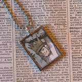 Wild Things, Max, Sendak, vintage children's book illustrations, up-cycled to soldered glass pendant