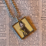 Madeline and Miss Clavel, original illustrations from vintage book, up-cycled to soldered glass pendant
