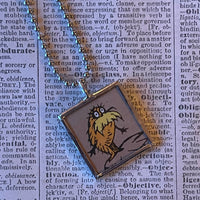 The Lorax, original illustrations from vintage book, up-cycled to soldered glass pendant