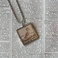 Make Way for Ducklings, vintage children's book illustrations, up-cycled to soldered glass pendant