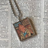Tintin and Snowy, original vintage 1960s book illustrations, upcycled to soldered glass pendant