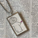 Harold and the Purple Crayon, vintage children's book illustrations, hand-soldered glass pendant