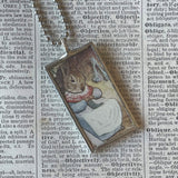 Peter Rabbit, Beatrix Potter, original illustrations from vintage, children's classic book, up-cycled to soldered glass pendant