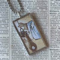 Peter Rabbit, Beatrix Potter, original illustrations from vintage, children's classic book, up-cycled to soldered glass pendant