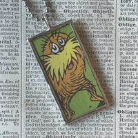 The Lorax, original illustrations from vintage book, up-cycled to soldered glass pendant