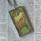 The Lorax, original illustrations from vintage book, up-cycled to soldered glass pendant