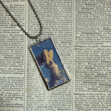 Maxfield Parrish, Ecstasy, upcycled to hand soldered glass pendant