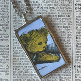 Corduroy, vintage children's book illustrations, up-cycled to soldered glass pendant