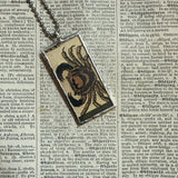 Tarot Cards - Cancer and pisces vintage illustrations, up-cycled to hand soldered glass pendant
