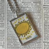 Rainbow, Sun, vintage Richard Scarry children's book illustration up-cycled to soldered glass pendant